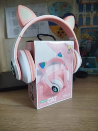 Беспроводные наушники с кошачьими ушками CAT EAR Bluetooth 5.0 + EDR детские наушники, игровые с блютуз гарнитурой и LED подсветкой, розовые VIV-23M фото от покупателей 6