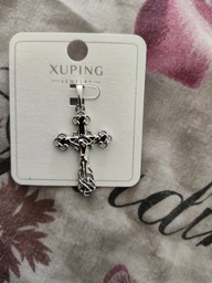 Крестик из медицинского сплава золото Xuping бижутерия крест украшение под серебро гиппоалергенный женский фото от покупателей 1