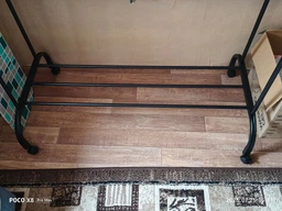 Двойная стойка вешалка для одежды и обуви Loft Rack TW-602 напольная стальная с полкой на колесах Black фото от покупателей 4