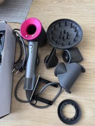 Професійний фен Super Hair Dryer 5в1 з турбо режимом та іонізацією Premium стайлер 5 магнітних насадок для укладання волосся 1600 Вт рожевий фуксія