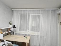 Тюль вуаль шифон білий з пришитою тесьмою 300*250 см