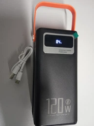 Повербанк Power bank 100000 mAh USB, Type-C, MicroUSB с Led-дисплеем, быстрой зарядкой и встроенными кабелями, белый фото от покупателей 14