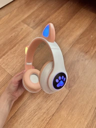 Беспроводные детские светящиеся LED наушники с кошачьими ушками Bluetooth 5.0 складные CAT VIV-23 со встроенным микрофоном Mp3 MicroSD и цветной подсветкой Фиолетовые фото от покупателей 6