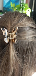Заколка-крабик для волос Fashion Jewerly "Бабочка" женский зажим из ацетата в французском стиле, цвет светлый леопард (тип 2)