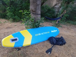 Надувная SUP доска Rebel ACTIVE 350 x 81 x 15 см с веслом, насосом и сумкой для хранения голубая RBA4500 (5901890120166)