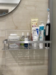 Настінна полиця - органайзер Bathroom shelf 2шт. для ванної кімнати душової кабіни, кухні, на самоклеючій плівці, із захистом від корозії 30х13х5.5см чорна фото від покупців 2