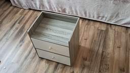Тумба приліжкова з шухлядами 44×40×30 см, компактна підлогова тумбочка в спальню для зберігання речей, книг і дрібниць з 2 висувними ящиками для дому, дитячої та вітальні, ламінована ДСП Біла, STLMD-76-White фото від покупців 3