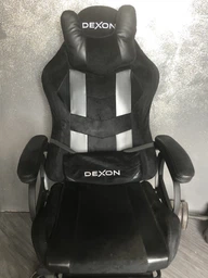 Геймерское кресло DEXON VECTOR G-060 велюр+экокожа, Черный-Черный фото от покупателей 3