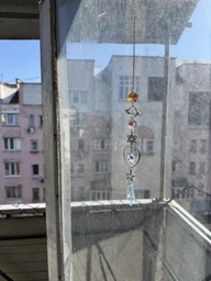 Підвісний ловець сонця / сонцелов Heart (B 3277) декоративна світловідбивна підвіска - ловець світла з серцем і штучними кристалами, сріблястий градієнт (102952278)