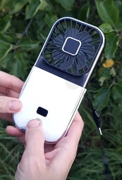 Вентилятор міні портативний акумуляторний з павербанком 3000 mAh з підставкою для телефона ручний на шию з USB білий + чорний фото від покупців 15
