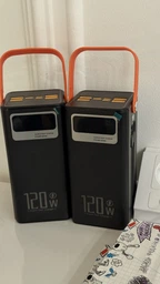 Повербанк Power bank 100000 mAh USB, Type-C, MicroUSB с Led-дисплеем, быстрой зарядкой и встроенными кабелями, белый фото от покупателей 8