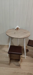 Стол круглый OPTIMA 3 ноги на конус Ferrum-decor 750x670x670 Белый металл ДСП Дуб Артизан 16 мм (OPTIM3014)