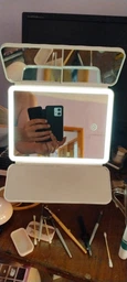 Дзеркало для макіяжу з LED 3 режими дзеркало косметичне настільне дзеркало з підсвіткою на акумуляторі BRS фото від покупців 3