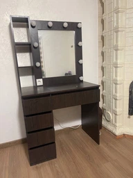 Туалетний столик з дзеркалом та підсвіткою, 160*90*50см, дуб сонома, MirrorRika