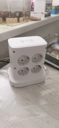 Сетевой фильтр удлинитель адаптер питания беспроводная зарядка 2 USB A 2 Type C на 7 розеток с заземлением и защитой от перенапряжения 2500W 10A кабель 1,8м для компьютера ноутбука настольный PD Power Delivery электрический разветвитель с евророзетками фото от покупателей 4