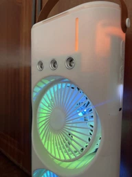 Вентилятор акумуляторний безпровідний + USB + пульт ДУ подвійний з підсвічуванням 3в1 360° настільний міні кондиціонер для зволоження повітря охолоджувач для кімнати офісу дачі