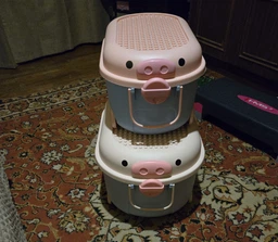 Комплект ящиков для хранения игрушек POPPET Свинка Блу, на колесах, большой + середний (PP-002B-LM)