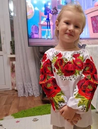 Вишиванка для дівчинки Галичанка Руженя біла з червоним 116