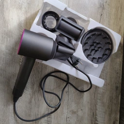 Фен для волос Leafless Super Hair Dryer, 1600 Вт, 5 насадок, серый с золотым Nickel