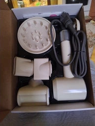 Фен для волос профессиональный Super Hair Dryer 5в1 с держателем белый + серый фото от покупателей 1