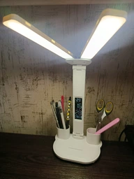 Лампа настольная с аккумулятором для маникюра LED с двумя плафонами подставкой для телефона сенсорным управлением 3 режима света USB лампы LED светодиодные на аккумуляторе фото от покупателей 2