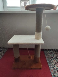 Когтеточка для кота дряпка Мур-Мяу Аккорд 44х30х87 см для кошек в сизалевой веревке Серо-синий