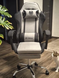 Кресло игровое Holmer GCH-05 Size L Fabric Gray/Black Metall+Footrest фото от покупателей 1