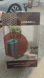 Швабра с ведром LOGAN inc LUNAR Flat Mop — комплект для уборки пола с двухкамерным ведром, автоматическим отжимом и 2 насадками из микрофибры