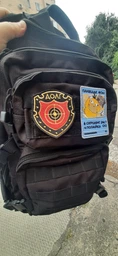 Шеврон патч на липучке ДОЛГ, с точками, на черном фоне, 8*9см.