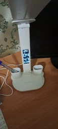 Світлодіодна настільна лампа трансформер на акумуляторі з дисплеєм 12в1 Tech Lamp - багатофункціональна з подвійним джерелом світла, календарем, термометром та тримачем для ручок, біла
