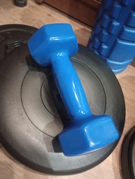 Гантель металева з вініловим покриттям 4 кг 1 шт Feel Fit Блакитна