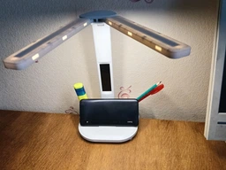 Світлодіодна настільна лампа трансформер на акумуляторі з дисплеєм 12в1 Tech Lamp - багатофункціональна з подвійним джерелом світла, календарем, термометром та тримачем для ручок, біла фото від покупців 11