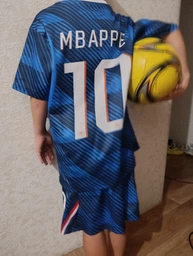 Форма футбольна дитяча France 2026 Mbappe 10 синя комплект футболка та шорти розмір 24 — зріст 130–140 см