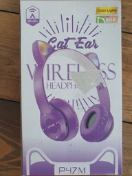 Навушники Bluetooth MDR CAT ear VZV-23M 7805 з підсвіткою, м'ятні фото від покупців 2