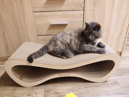 Когтеточка из картона усиленного с деревянным фасадом Cat Joy Loft Beige Wood 70х22х29 см