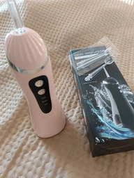 Ирригатор для полости рта 200 мл портативный аккумуляторный с 4 насадками Oral Irrigator, беспроводной с 3 режимами работы для ухода за зубами, деснами и брекетами Синий, AND-1-37-Blue фото от покупателей 1