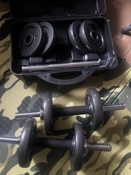 Гантели чугунные Rebel Active регулируемые в чемодане с грифом, набор 15 кг RBA-2327-15 (5901890122245)