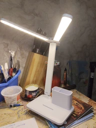 Лампа настольная с аккумулятором для маникюра LED с двумя плафонами подставкой для телефона сенсорным управлением 3 режима света USB лампы LED светодиодные на аккумуляторе