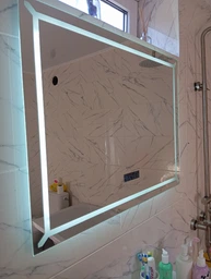 Зеркало с подсветкой LED 80х60 см зеркало для ванной комнаты смарт зеркало светодиодное с подогревом и дисплеем BRS