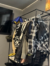 Двойная стойка вешалка для одежды и обуви Simple Coat Rack Double Row напольная стальная с полками и крючками Black