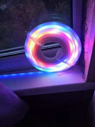 Умная гибкая неоновая led лента smart neon RGB-IC magic с bluetooth usb адаптером диодная подсветка 5 метров смарт светодиодный ргб цветной неон адресная трубка управление с телефона пульт с блютуз приложением 5 вольт комплект для авто тв пк фото от покупателей 6