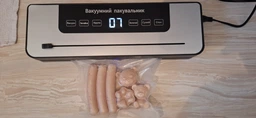Вакуумний пакувальник побутовий вакууматор Deluxe Food Model: vs0150 українська версія для їжі так продуктів 120 Вт з дисплеєм та різаком + шланг для вакуумування