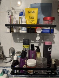 Настенная полка - органайзер Bathroom shelf 2шт. для ванной комнаты душевой кабины, кухни, на самоклеющейся пленке, с защитой от коррозии 30х13х5.5см черная