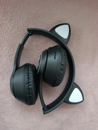 Беспроводные наушники с кошачьими ушками CAT EAR Bluetooth 5.0 + EDR детские наушники, игровые с блютуз гарнитурой и LED подсветкой, черные VIV-23M фото от покупателей 2
