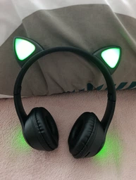Беспроводные наушники с кошачьими ушками CAT EAR Bluetooth 5.0 + EDR детские наушники, игровые с блютуз гарнитурой и LED подсветкой, черные VIV-23M