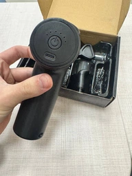 Перкусійний масажер для тіла пістолет для лиця бустер 1500mAh вібромасажер для спини рук ніг від целюліту ручний 6 режимів 8 насадок чорний (0278-0001) фото від покупців 2