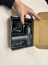 Перкусійний масажер для тіла пістолет для лиця бустер 1500mAh вібромасажер для спини рук ніг від целюліту ручний 6 режимів 8 насадок чорний (0278-0001)