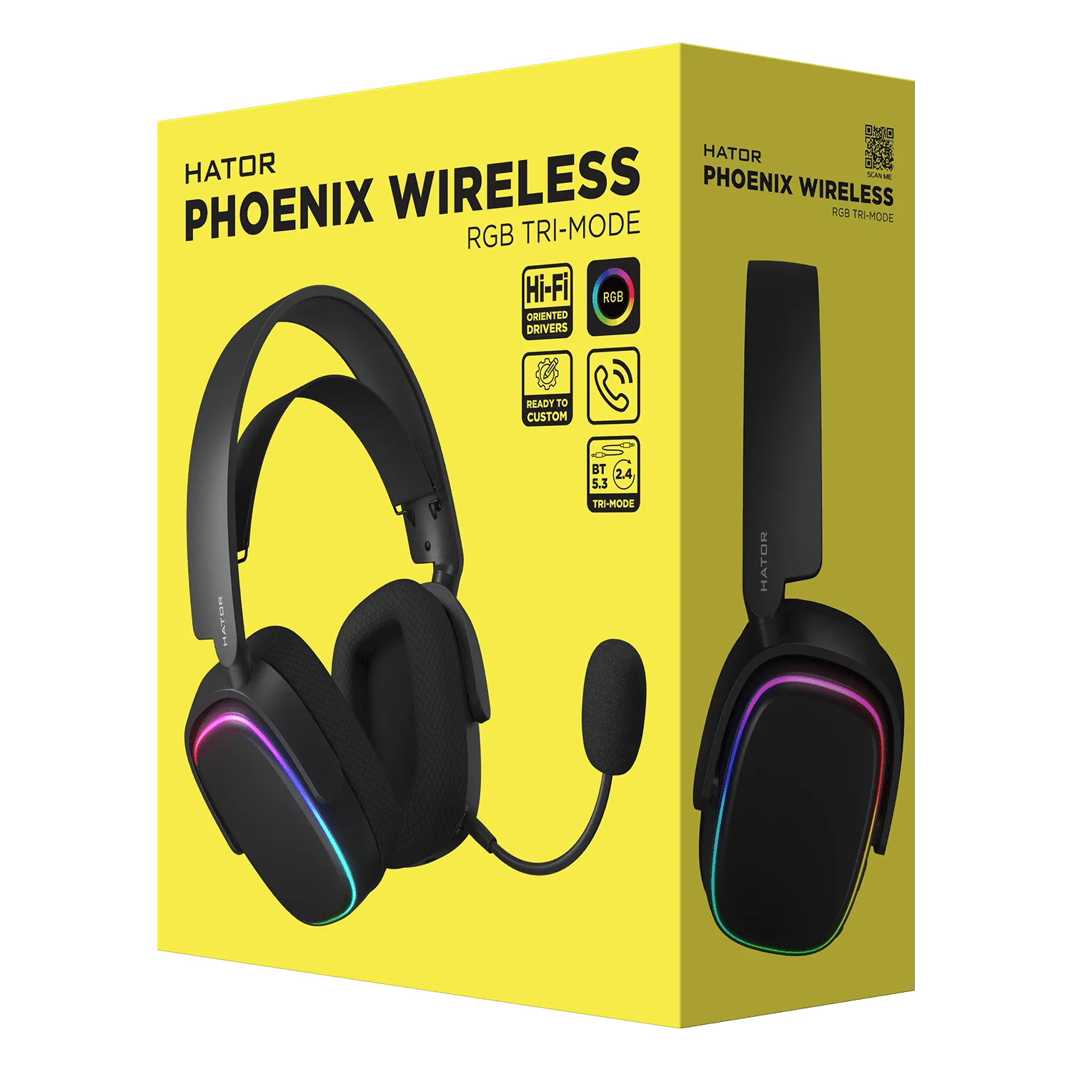 Наушники Hator Phoenix Wireless RGB Tri-mode Black (HTA-870