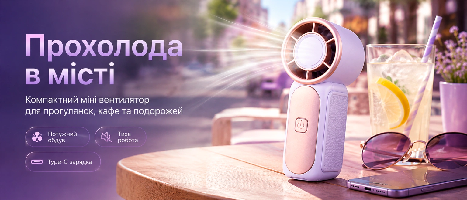 Міні вентилятор BRS Black-Purple