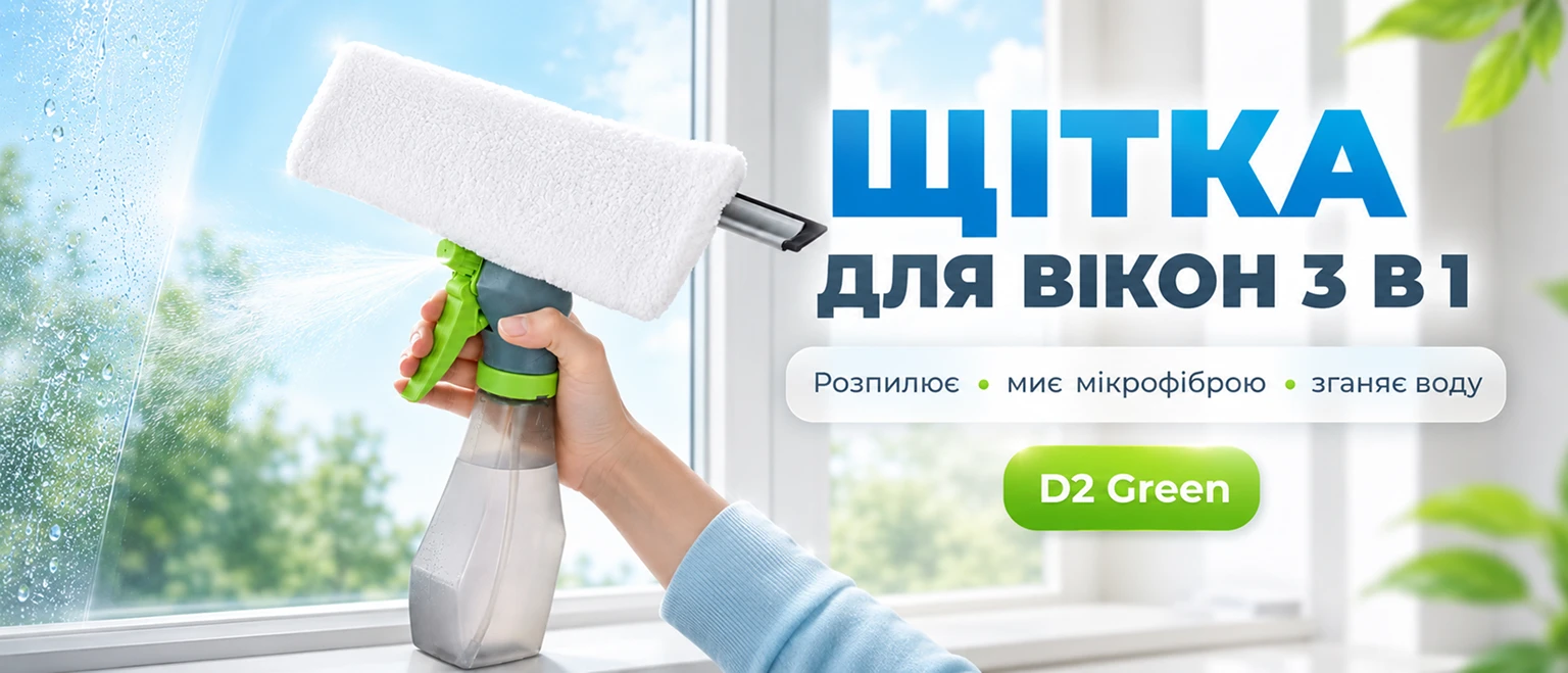 Многофункциональная щетка для мытья окон 3 в 1 D2 Green